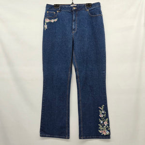 Vintage Northern Reflections Dark Blue Embroidered Bootcut Jeans - Size 16