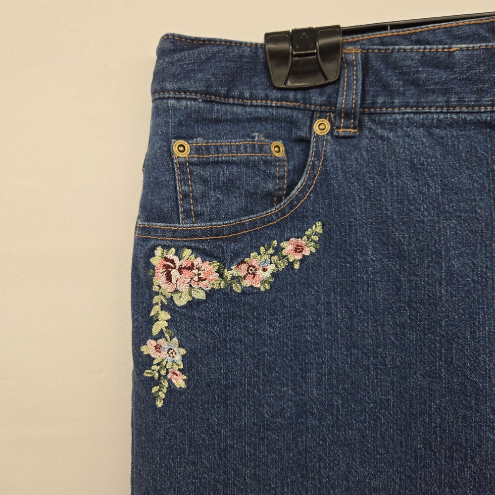 Vintage Northern Reflections Dark Blue Embroidered Bootcut Jeans - Size 16