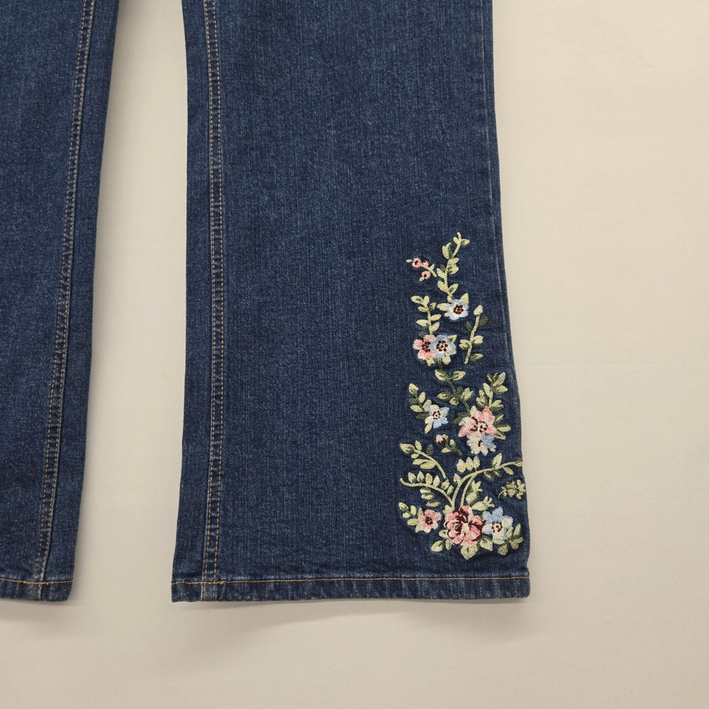 Vintage Northern Reflections Dark Blue Embroidered Bootcut Jeans - Size 16