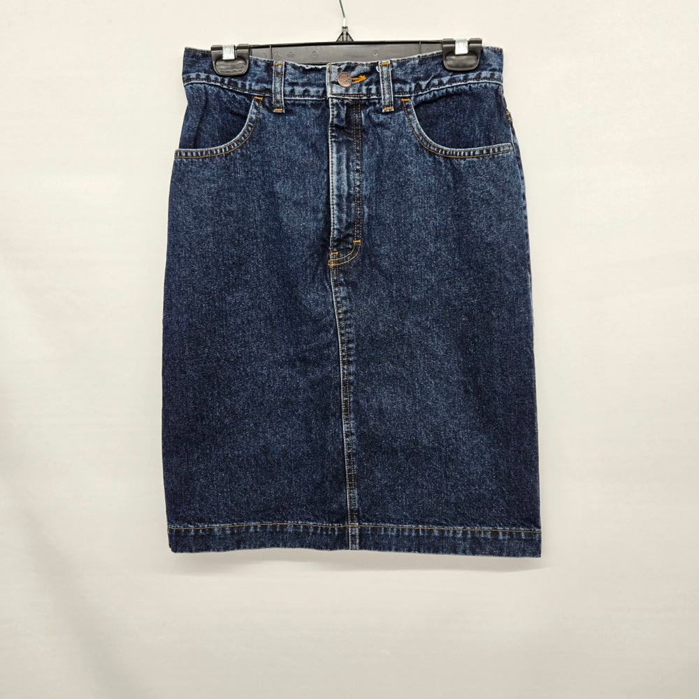 Vintage Denver Hayes Dark Blue Denim Midi Skirt Size 6