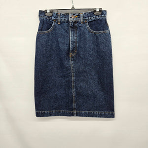 Vintage Denver Hayes Dark Blue Denim Midi Skirt Size 6