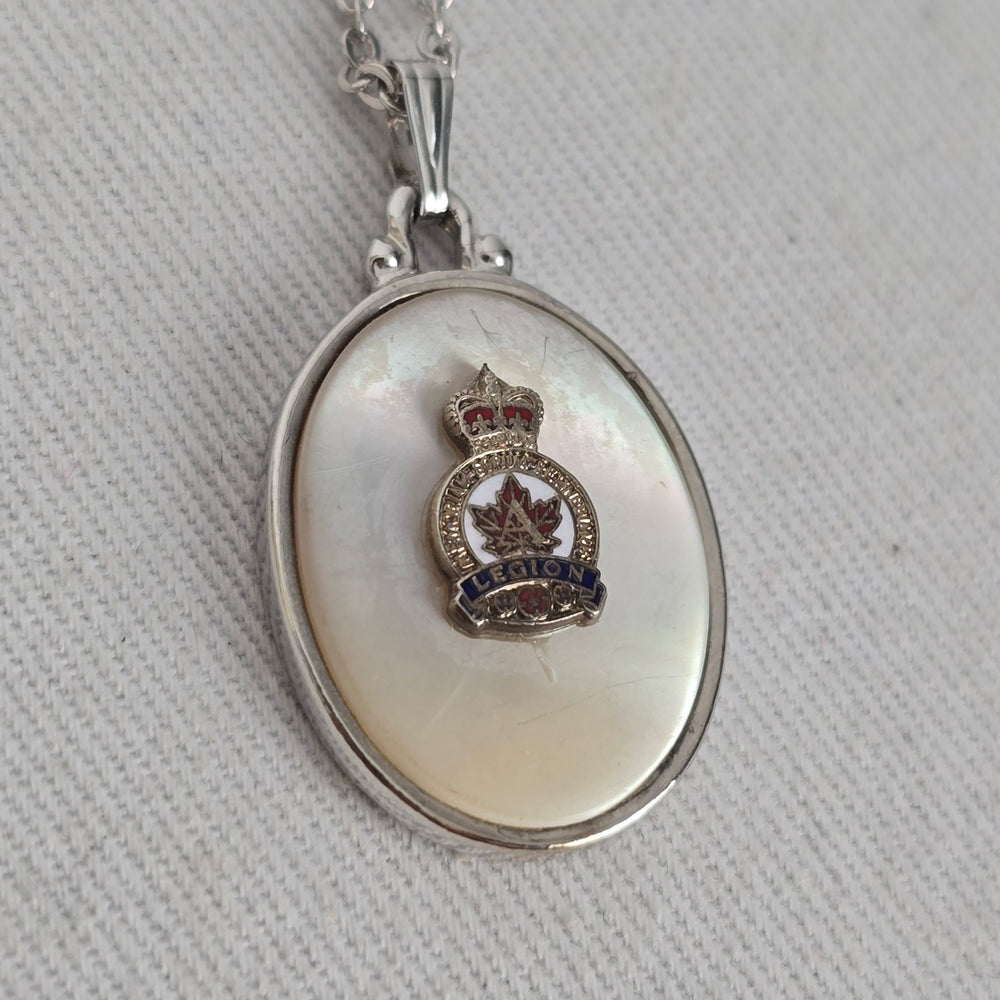 Royal Canadian Legion Mother of Pearl Pendant Necklace