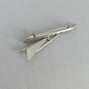 Vintage Silver Tone Geometric Abstract Brooch Pin Crystal Jewelry