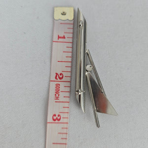 Vintage Silver Tone Geometric Abstract Brooch Pin Crystal Jewelry