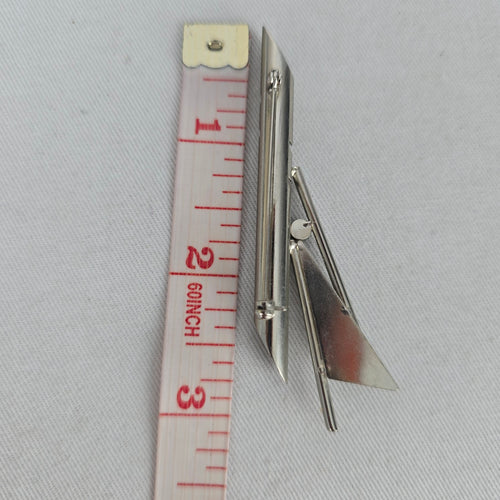 Vintage Silver Tone Geometric Abstract Brooch Pin Crystal Jewelry