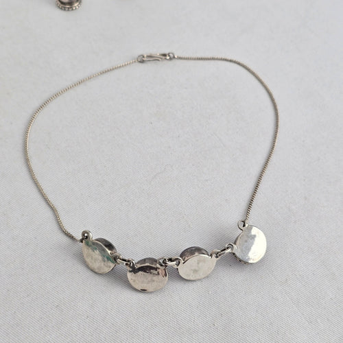 Vintage Sterling Silver Oval Amethyst Necklace & Dangle Earring Set