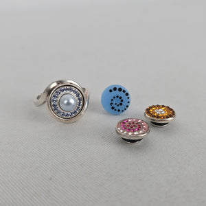 Vintage Sterling Silver Kameleon Pearl Crystal Interchangeable Ring 925 Jewelry