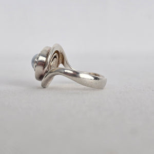 Vintage Sterling Silver Kameleon Pearl Crystal Interchangeable Ring 925 Jewelry