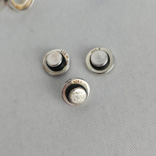 Vintage Sterling Silver Kameleon Pearl Crystal Interchangeable Ring 925 Jewelry