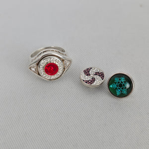 Vintage Sterling Silver Kameleon Red Crystal Interchangeable Ring 925 Jewelry
