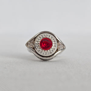 Vintage Sterling Silver Kameleon Red Crystal Interchangeable Ring 925 Jewelry
