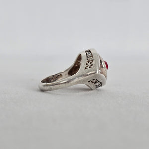 Vintage Sterling Silver Kameleon Red Crystal Interchangeable Ring 925 Jewelry