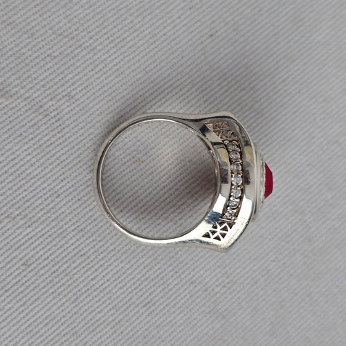 Vintage Sterling Silver Kameleon Red Crystal Interchangeable Ring 925 Jewelry