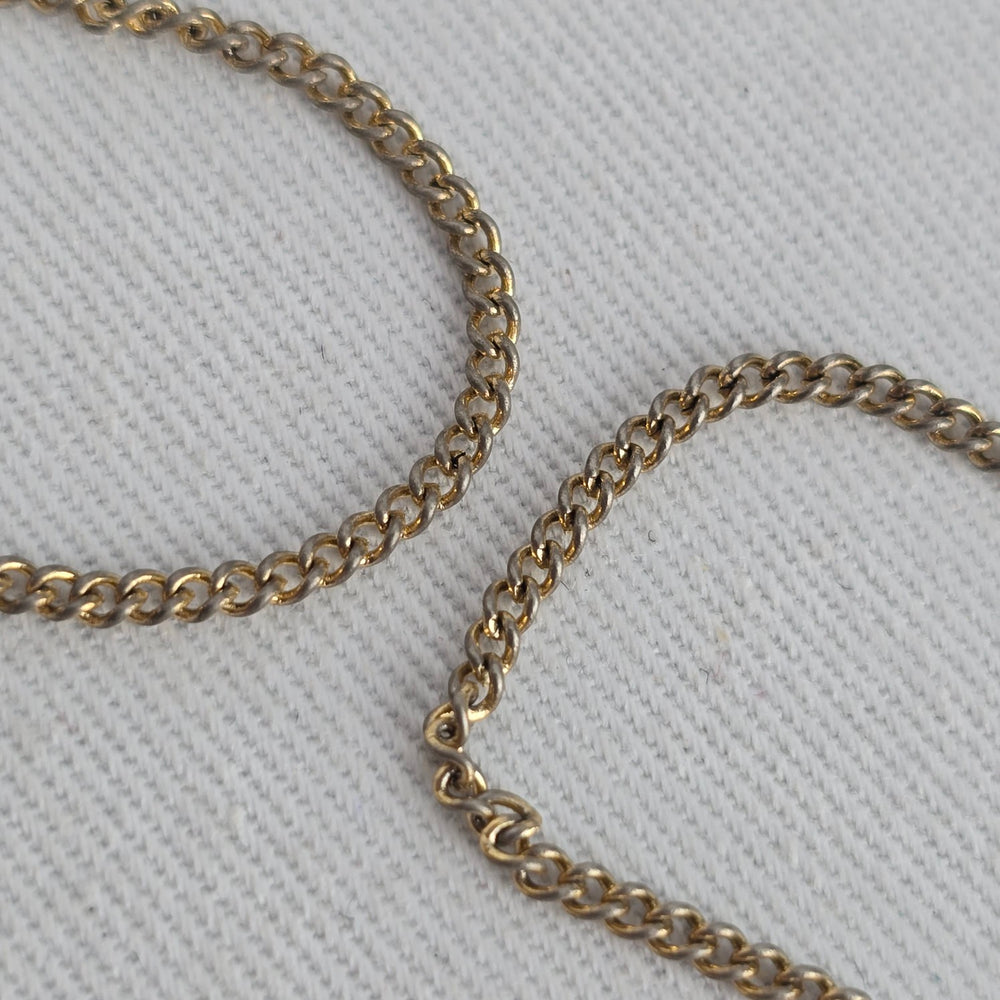 Vintage Gold Tone Cross Stitch Floral Pendant Necklace