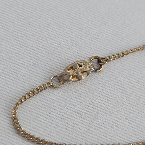 Vintage Gold Tone Cross Stitch Floral Pendant Necklace