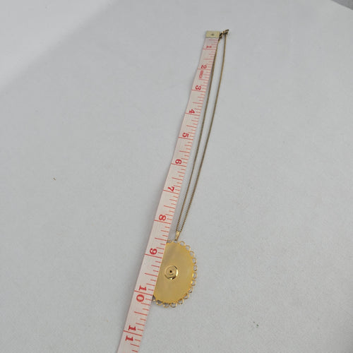 Vintage Gold Tone Cross Stitch Floral Pendant Necklace