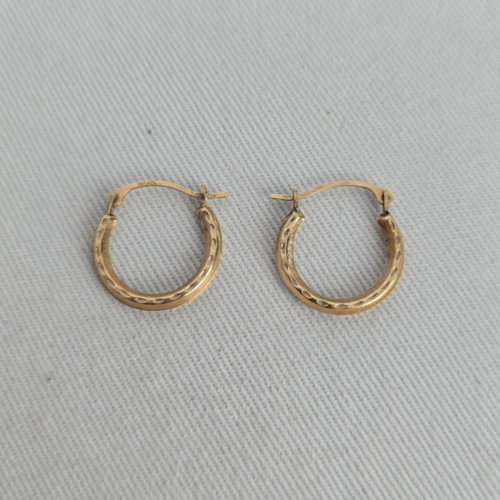 Vintage 10K Gold Tone Hoop Earrings Israel Jewelry