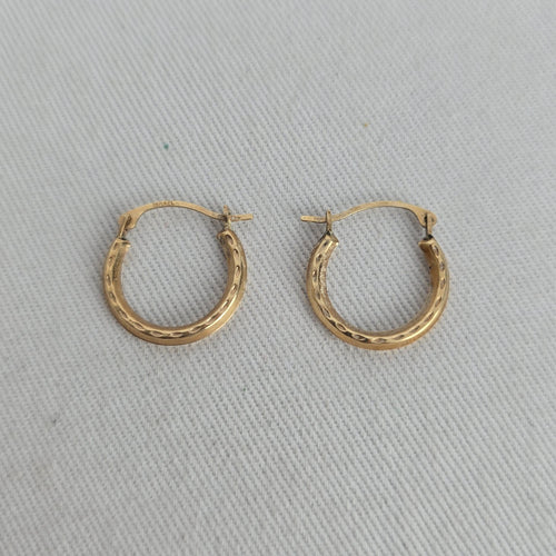 Vintage 10K Gold Tone Hoop Earrings Israel Jewelry