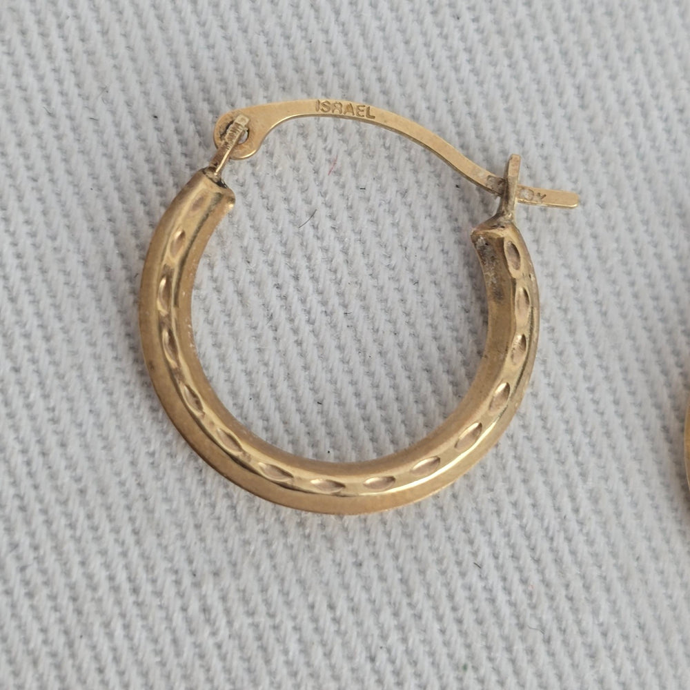 Vintage 10K Gold Tone Hoop Earrings Israel Jewelry