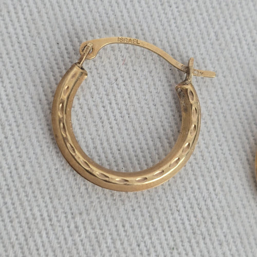 Vintage 10K Gold Tone Hoop Earrings Israel Jewelry