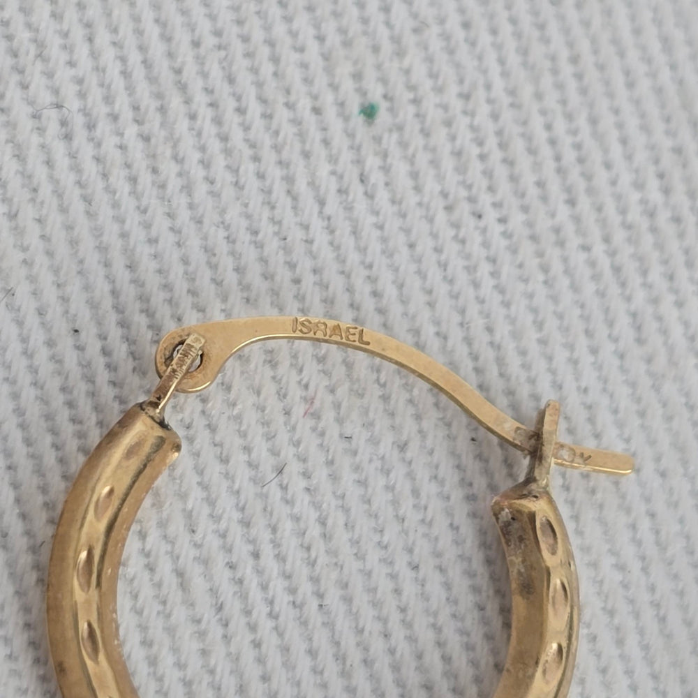Vintage 10K Gold Tone Hoop Earrings Israel Jewelry