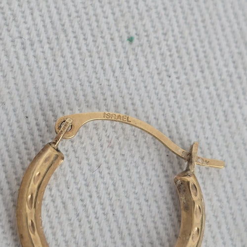 Vintage 10K Gold Tone Hoop Earrings Israel Jewelry