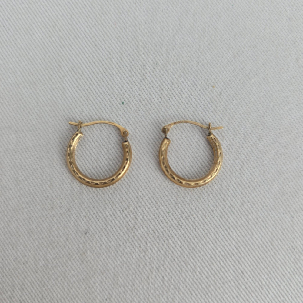Vintage 10K Gold Tone Hoop Earrings Israel Jewelry