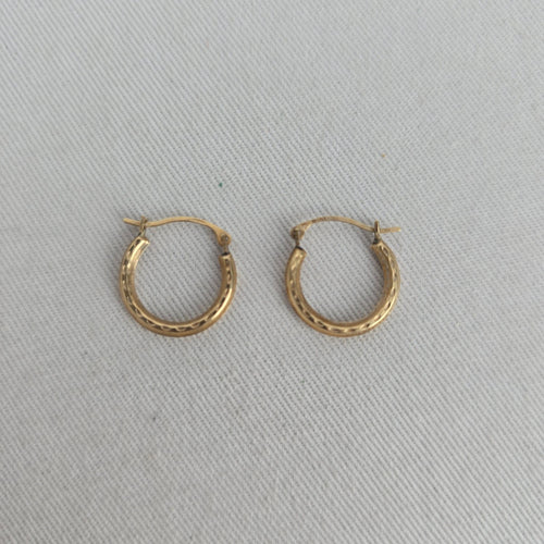 Vintage 10K Gold Tone Hoop Earrings Israel Jewelry