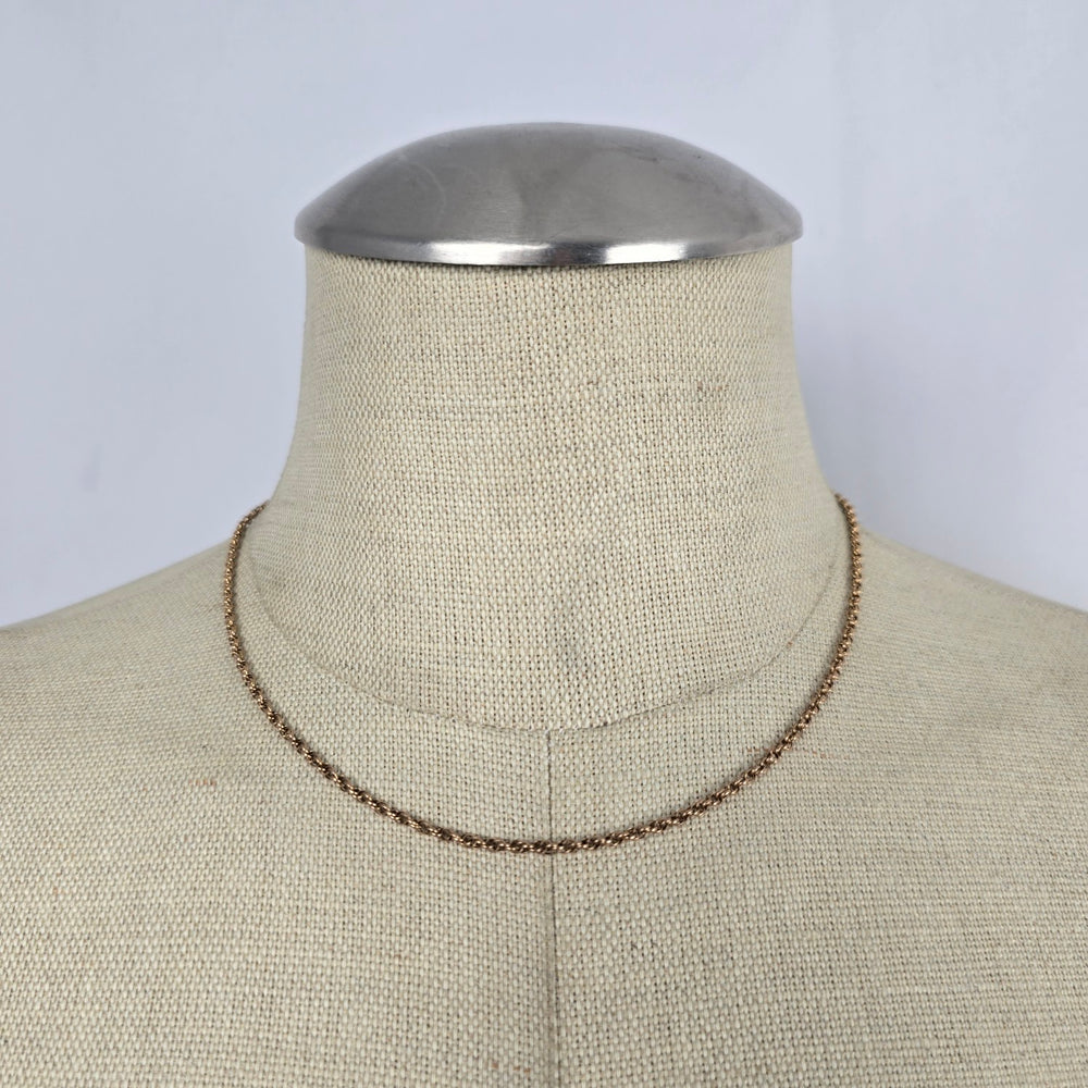 Vintage 10K Gold Tone Rope Chain Necklace Jewelry
