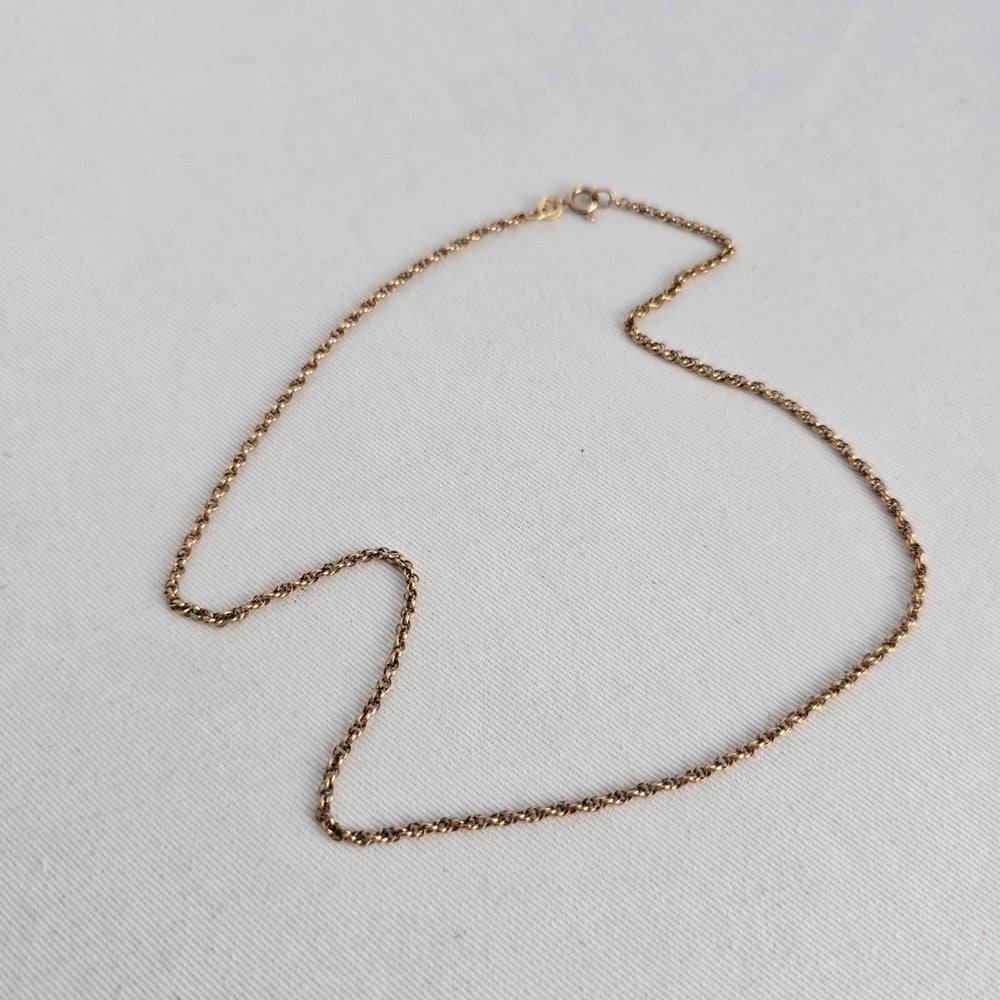 Vintage 10K Gold Tone Rope Chain Necklace Jewelry