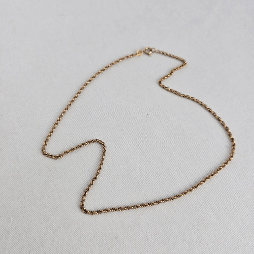 Vintage 10K Gold Tone Rope Chain Necklace Jewelry