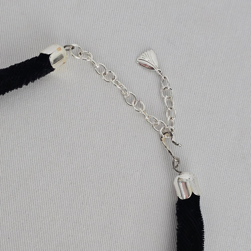 Vintage Black Velvet Crystal Heart Pendant Necklace Jewelry