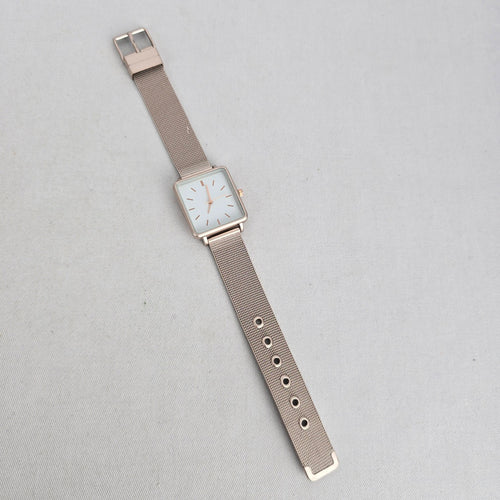 Vintage Square Minimalist Rose Gold Tone Silver Mesh Band Watch