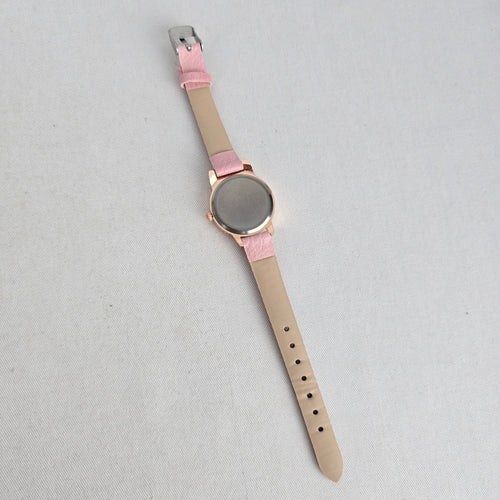 Women’s Pink Cat Rose Gold Tone Analog Watch Faux Leather Strap