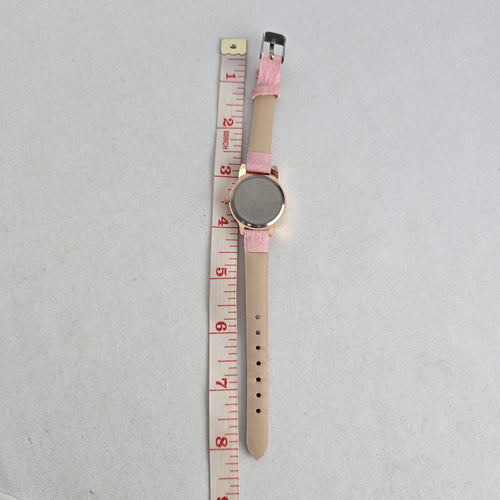 Women’s Pink Cat Rose Gold Tone Analog Watch Faux Leather Strap