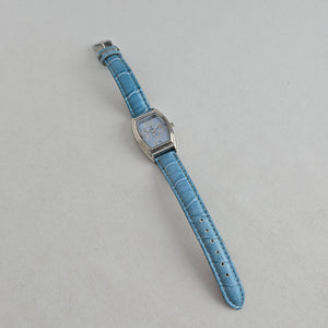 QBOS Limited Edition Blue Leather Rhinestone Quartz Watch