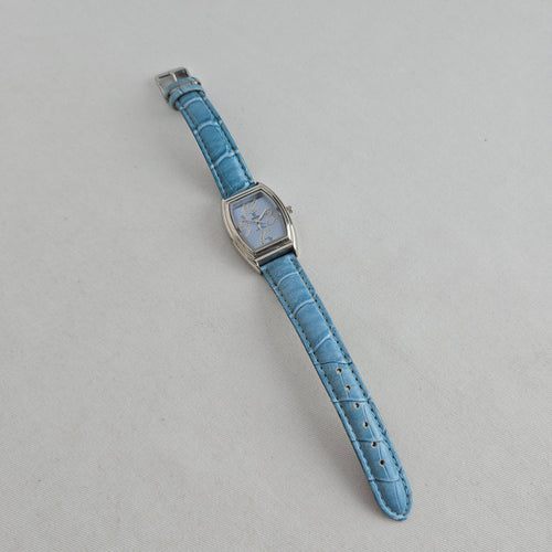QBOS Limited Edition Blue Leather Rhinestone Quartz Watch