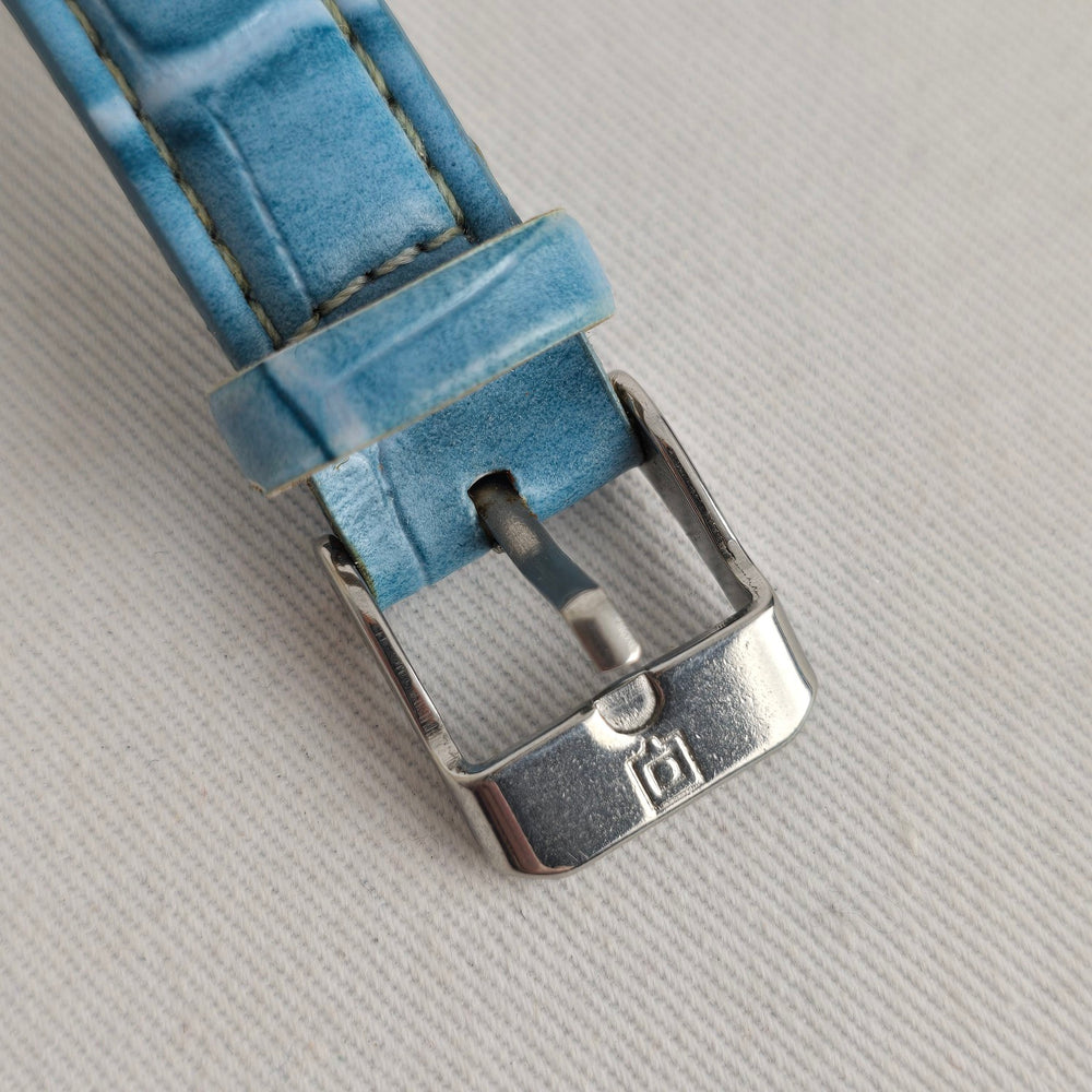 QBOS Limited Edition Blue Leather Rhinestone Quartz Watch