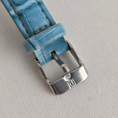 QBOS Limited Edition Blue Leather Rhinestone Quartz Watch