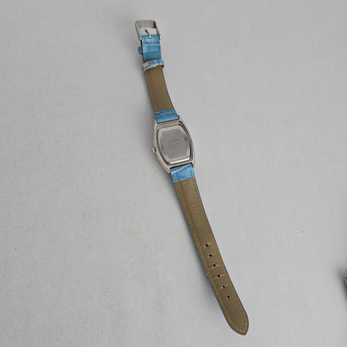QBOS Limited Edition Blue Leather Rhinestone Quartz Watch
