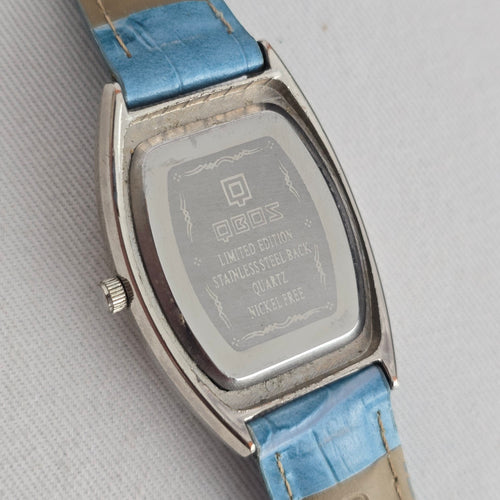 QBOS Limited Edition Blue Leather Rhinestone Quartz Watch
