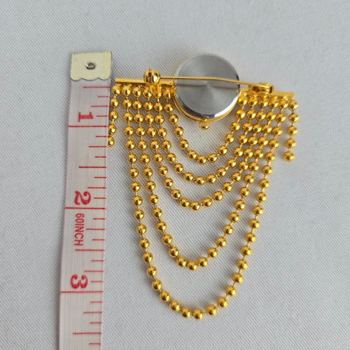 Vintage Gold Tone Quartz Brooch Watch with Cascading Bead Chain Swags