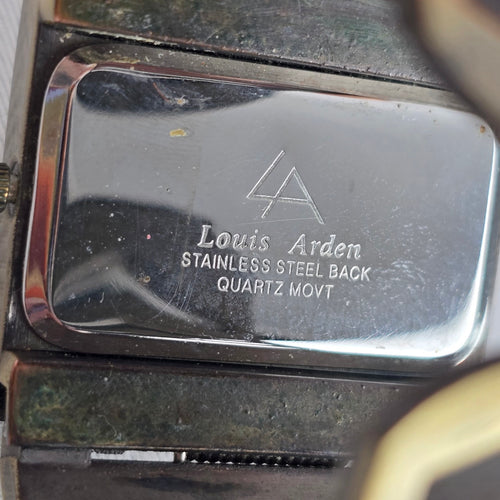 Louis Arden Vintage Antique Brass Tone Cuff Bracelet Quartz Watch