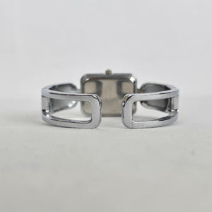 Ecosse MT-86 Silver Tone Red Enamel Rhinestone Cuff Bracelet Quartz Watch