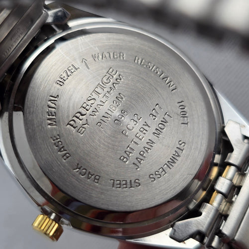 Prestige by Waltham Two-Tone Blue Dial Quartz Watch Date 100FT