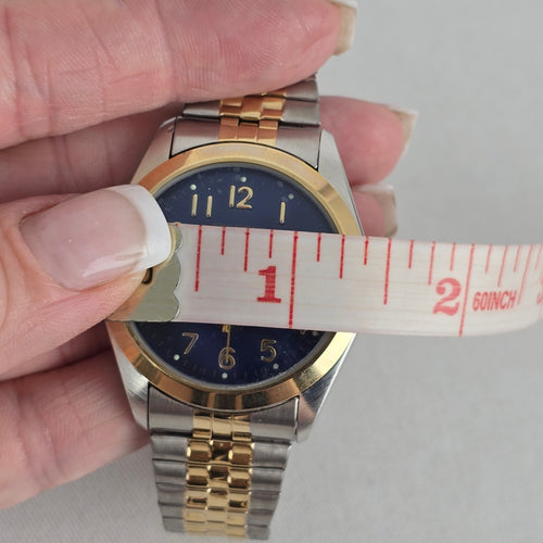 Prestige by Waltham Two-Tone Blue Dial Quartz Watch Date 100FT