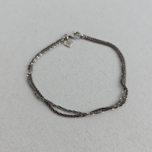 Michael Hill Italy 925 Sterling Silver Triple Strand Beaded Chain Bracelet