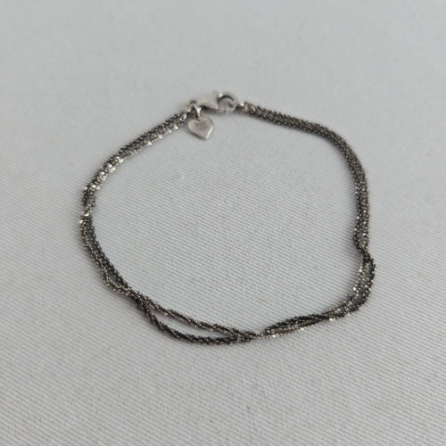 Michael Hill Italy 925 Sterling Silver Triple Strand Beaded Chain Bracelet