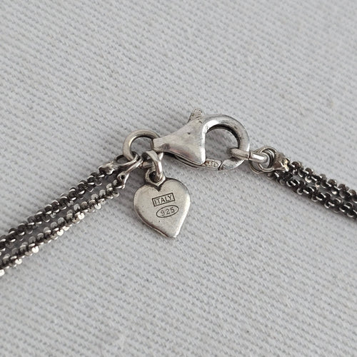 Michael Hill Italy 925 Sterling Silver Triple Strand Beaded Chain Bracelet