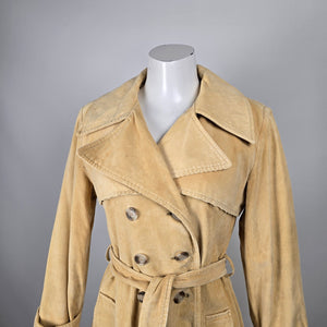 Vintage Jeune Creation Montreal Yellow Corduroy Double Breasted Trench Coat Size 13/14